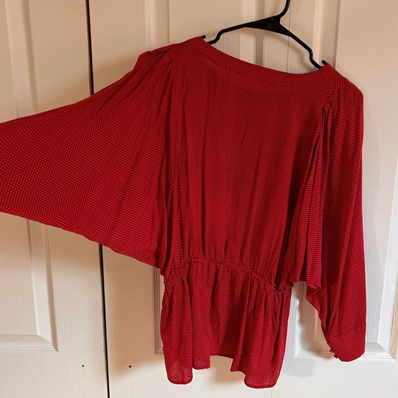 Anthropologie, Maeve: Buttons Red White Polka Dot Dolman Retro Ingenue Top—Small - Picture 5 of 5